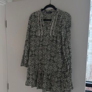 Zara Linen Green Floral Patterned Dress